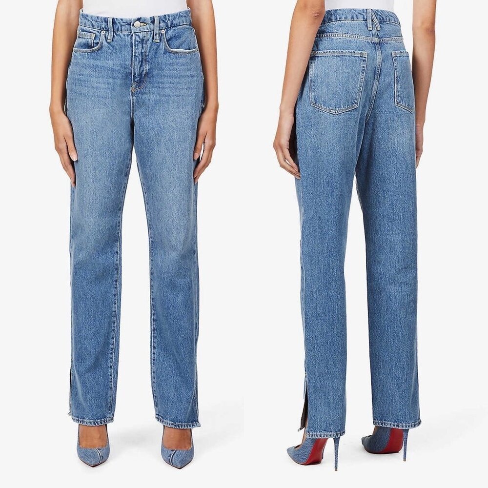 Good American Women's Good Boy Tapered High-Rise Jeans Size 25x31